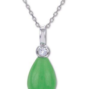 Bridge Cultured Pearl Jade White Topaz 18" Sterling Silver Pendant Necklace NWB‎